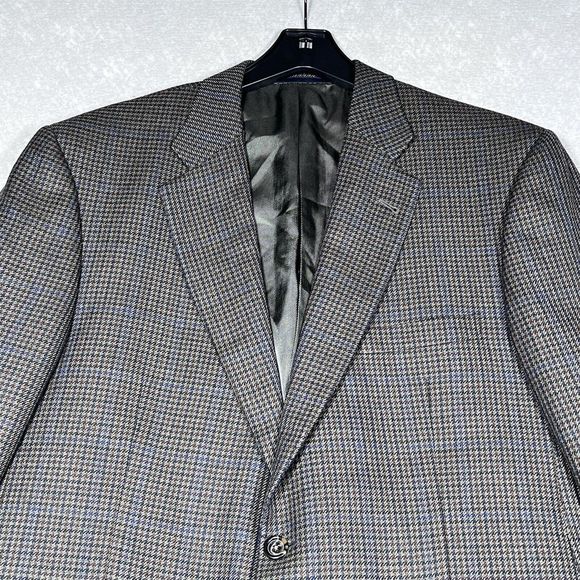 Burberry London Blazer 44R Gray Plaid Kensington 100% Wool Suit Two Buttons - Picture 2 of 14
